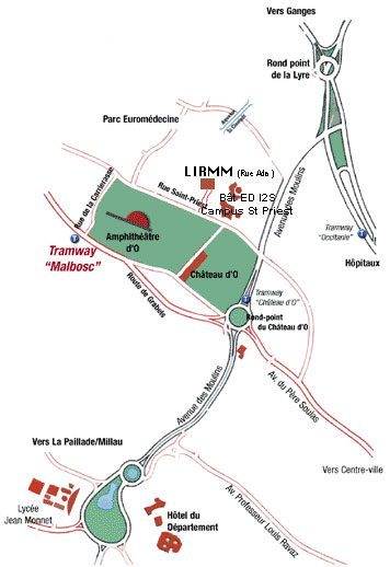 Map of Lirmm and Saint Priest