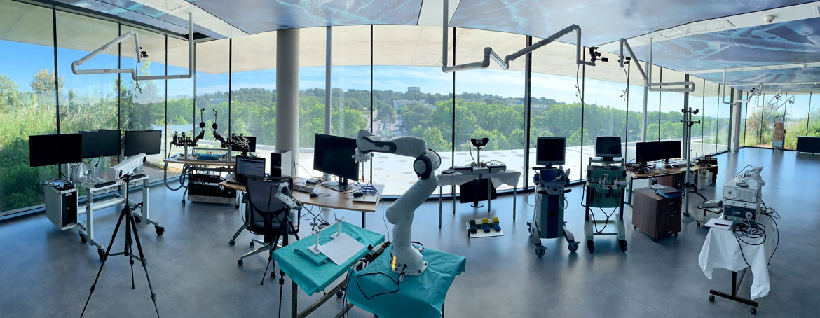 sssr-2023 Working on translationnal activities in surgical robotic inside LIRMM office located in the new medical school of Montpellier, France.