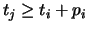 $ t_j \geq t_i+p_i$