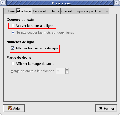 configuration de gedit